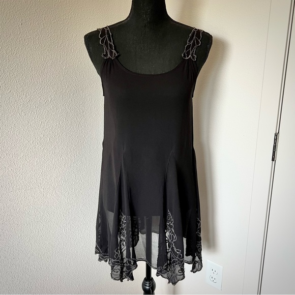 EXC • Free People Beads For Days Black Slip Dress • - Picture 2 of 9